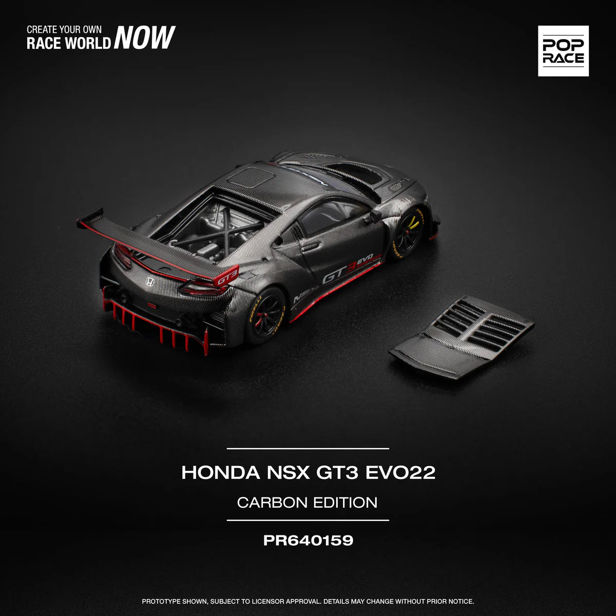Pop Race Carbon Edition Honda NSX GT3 EVO22 1:64 Scale Die-Cast Car