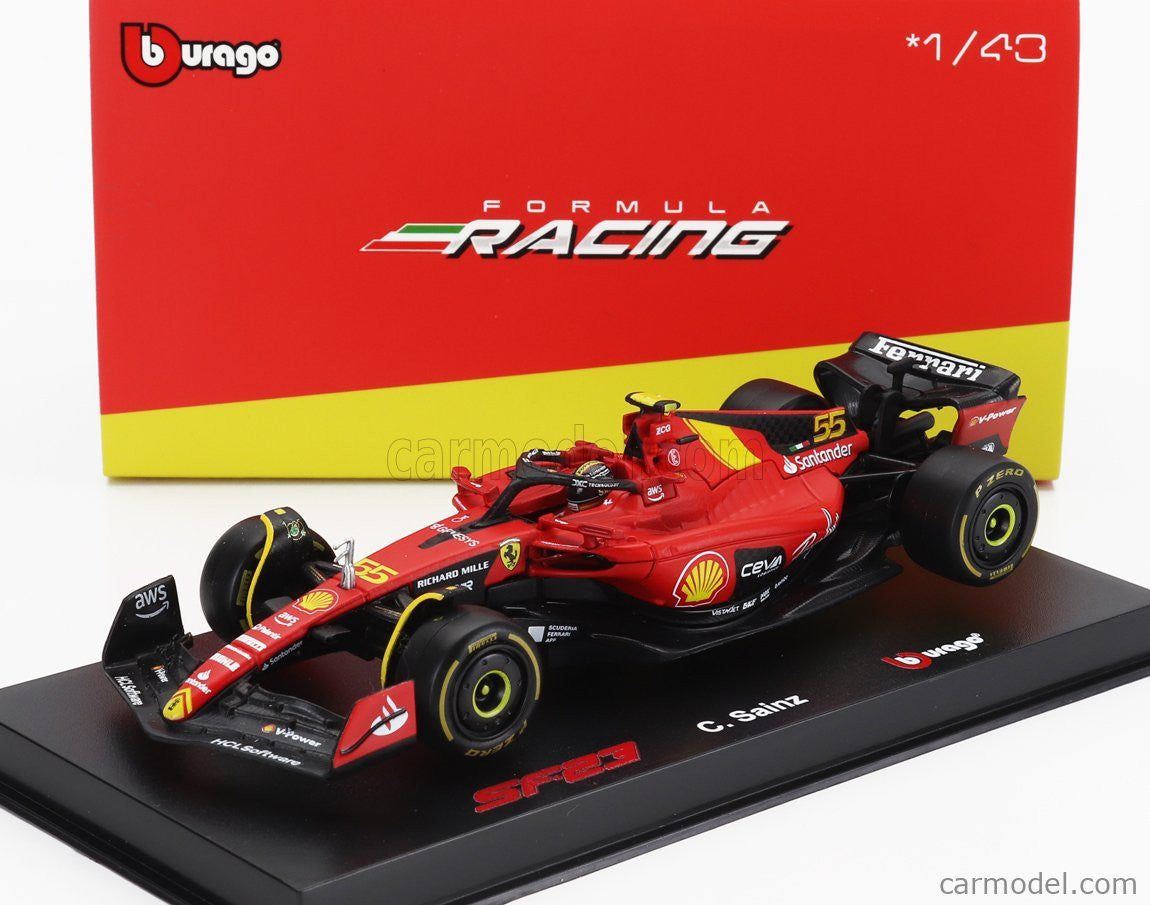 Ferrari SF-23 F1 Team Scuderia Ferrari #55 Carlos Sainz Jr. 3rd Italian GP (Monza) Formula 1 2023 - With Pilot and Showcase