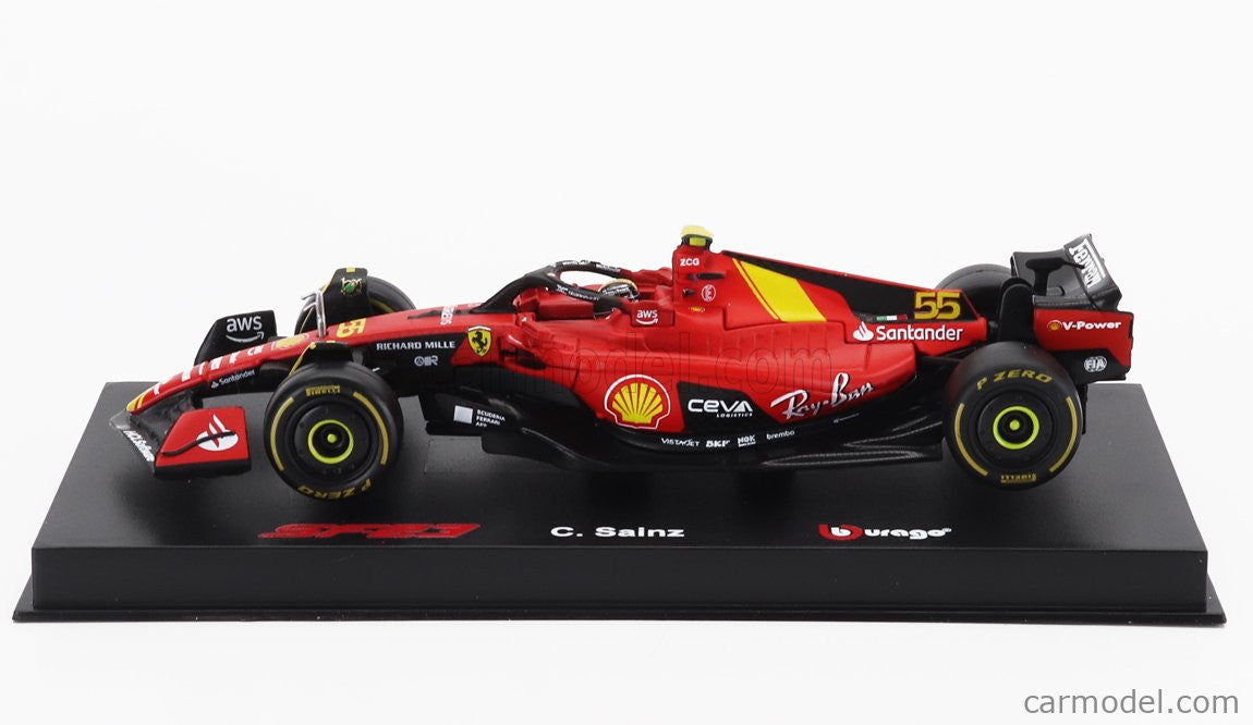Ferrari SF-23 F1 Team Scuderia Ferrari #55 Carlos Sainz Jr. 3rd Italian GP (Monza) Formula 1 2023 - With Pilot and Showcase
