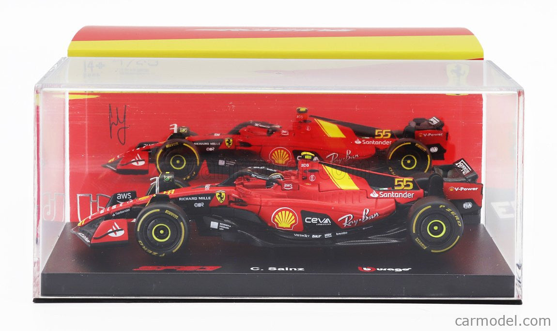 Ferrari SF-23 F1 Team Scuderia Ferrari #55 Carlos Sainz Jr. 3rd Italian GP (Monza) Formula 1 2023 - With Pilot and Showcase