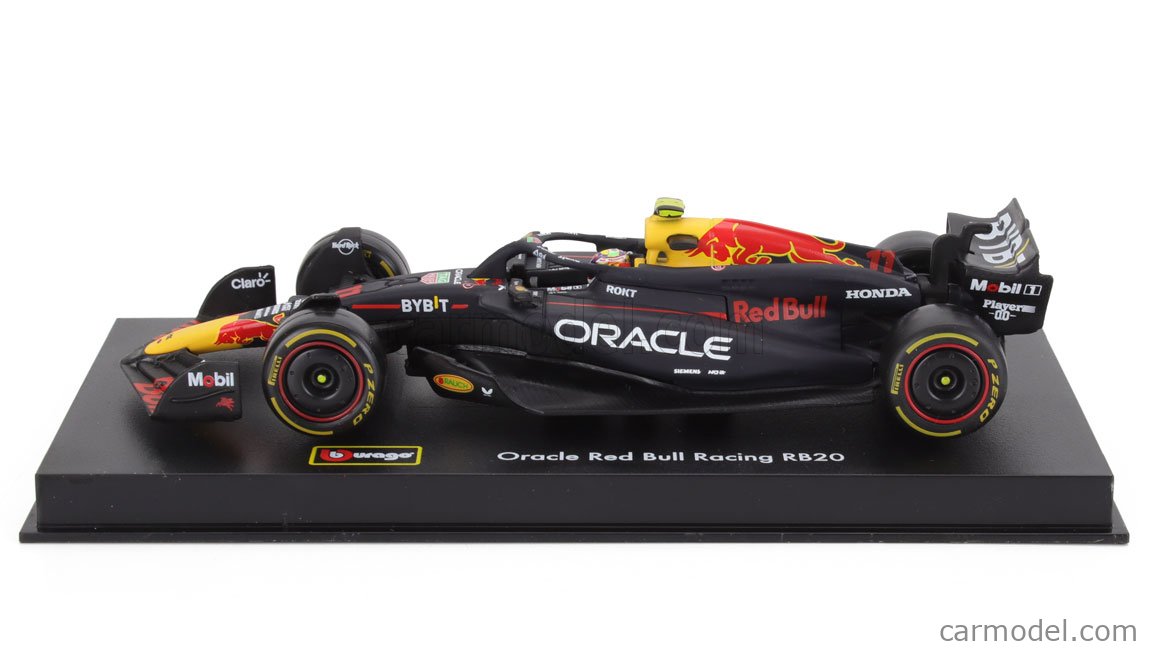 BURAGO - RED BULL - F1 RB20 TEAM ORACLE RED BULL RACING N 11 SEASON 2024 SERGIO PEREZ - WITH PILOT AND SHOWCASE