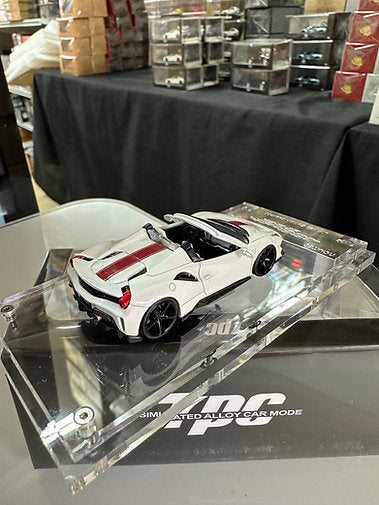 FERRARI 488 PISTA SPIDER NOVITEC PEARL WHITE 1/64 DIECAST CAR MODEL BY TPC