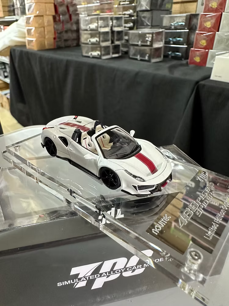 FERRARI 488 PISTA SPIDER NOVITEC PEARL WHITE 1/64 DIECAST CAR MODEL BY TPC
