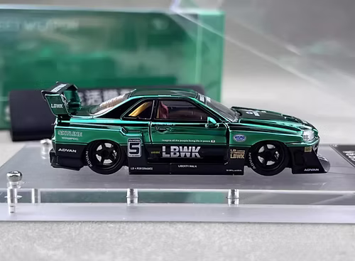STREET WEAPON NISSAN SKYLINE GT-R ER34 LBWK CHROME GREEN 1/64 DIECAST CAR BY STREET WEAPON