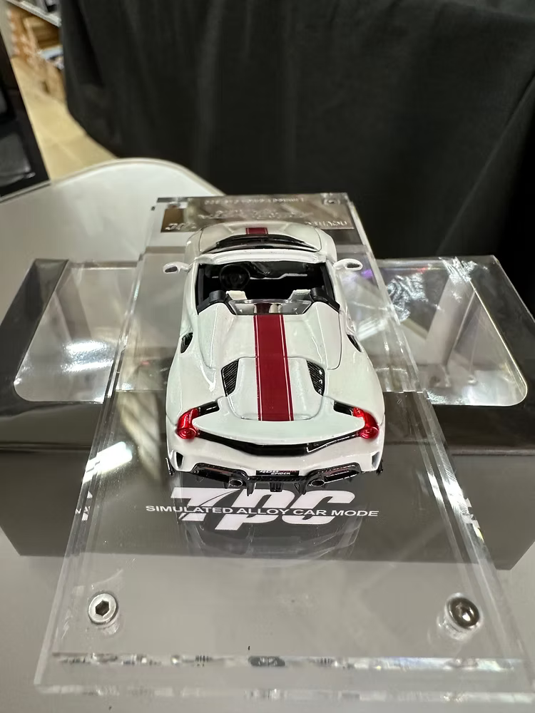 FERRARI 488 PISTA SPIDER NOVITEC PEARL WHITE 1/64 DIECAST CAR MODEL BY TPC