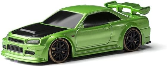 Turbo Racing 1:76 Scale Drift RC Car, Table Racing 2.4GHZ Remote Control Mini Model Car with Gyro Full Proportional RTR for Adults Toys (C64-Green)