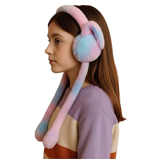 Cute Rabbit Ear Moving Earmuffs for Kids | Warm Plush Winter Headband for Boys & Girls | Soft Cozy Floppy Ear Design (Chu Chu)