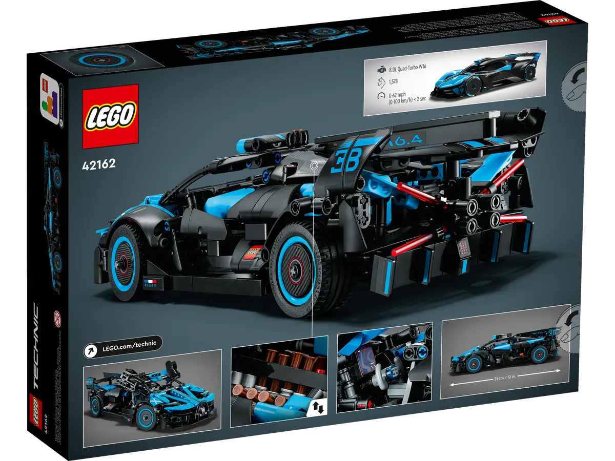 LEGO Technic Bugatti Bolide Agile Blue 42162 Building Toy Set for Kids Aged 9+