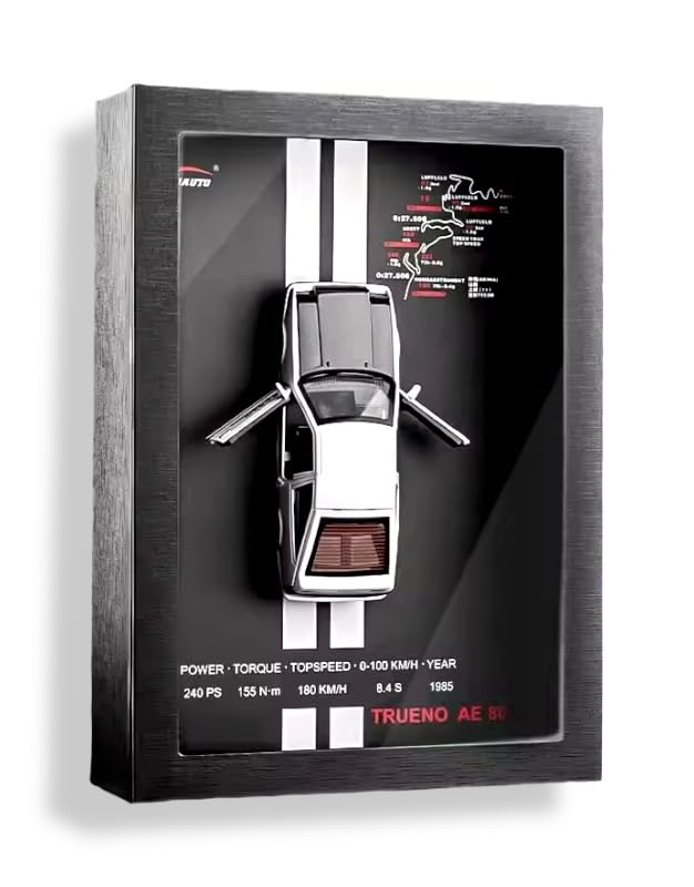 Die Cast Car Frame Wall Art | Wooden Frame with Removable Die-Cast Cars, Lights, Pull-Back Action & Opening Doors | Collectible Display for Car Lovers