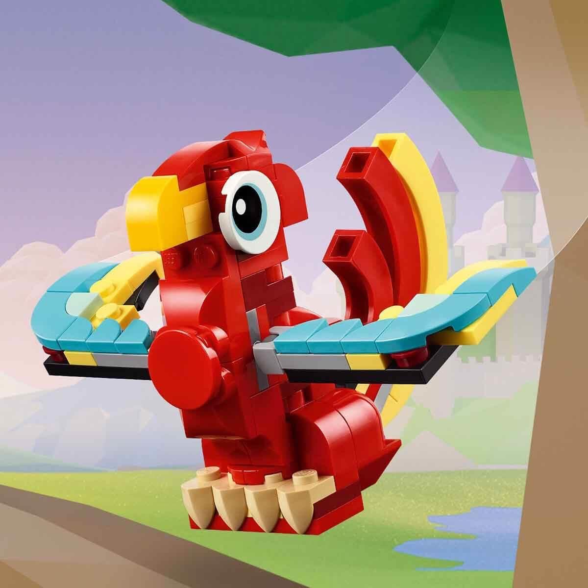 LEGO Creator Red Dragon 3in1 Animal Toy Set 31145 (149 Pieces)