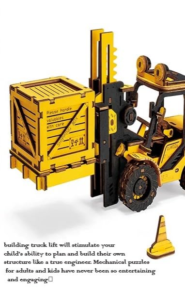CurioToys Wooden Forklift DIY Model Kit Toy
