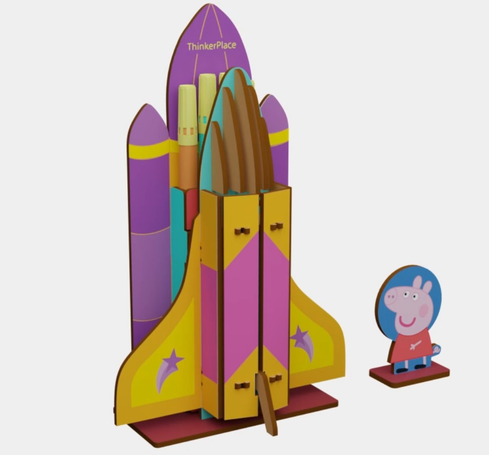 Thinker Place Peppa Pig DIY Space Shuttle Pen Stand Toy