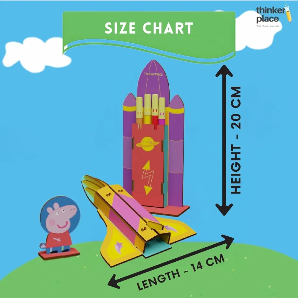 Thinker Place Peppa Pig DIY Space Shuttle Pen Stand Toy