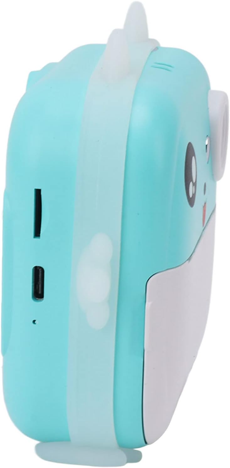 BROLEO Child Selfie Camera Toy, Automatic Focusing Children Digital Print Camera with 3 Rolls Print Paper for Gift (Turquoise)