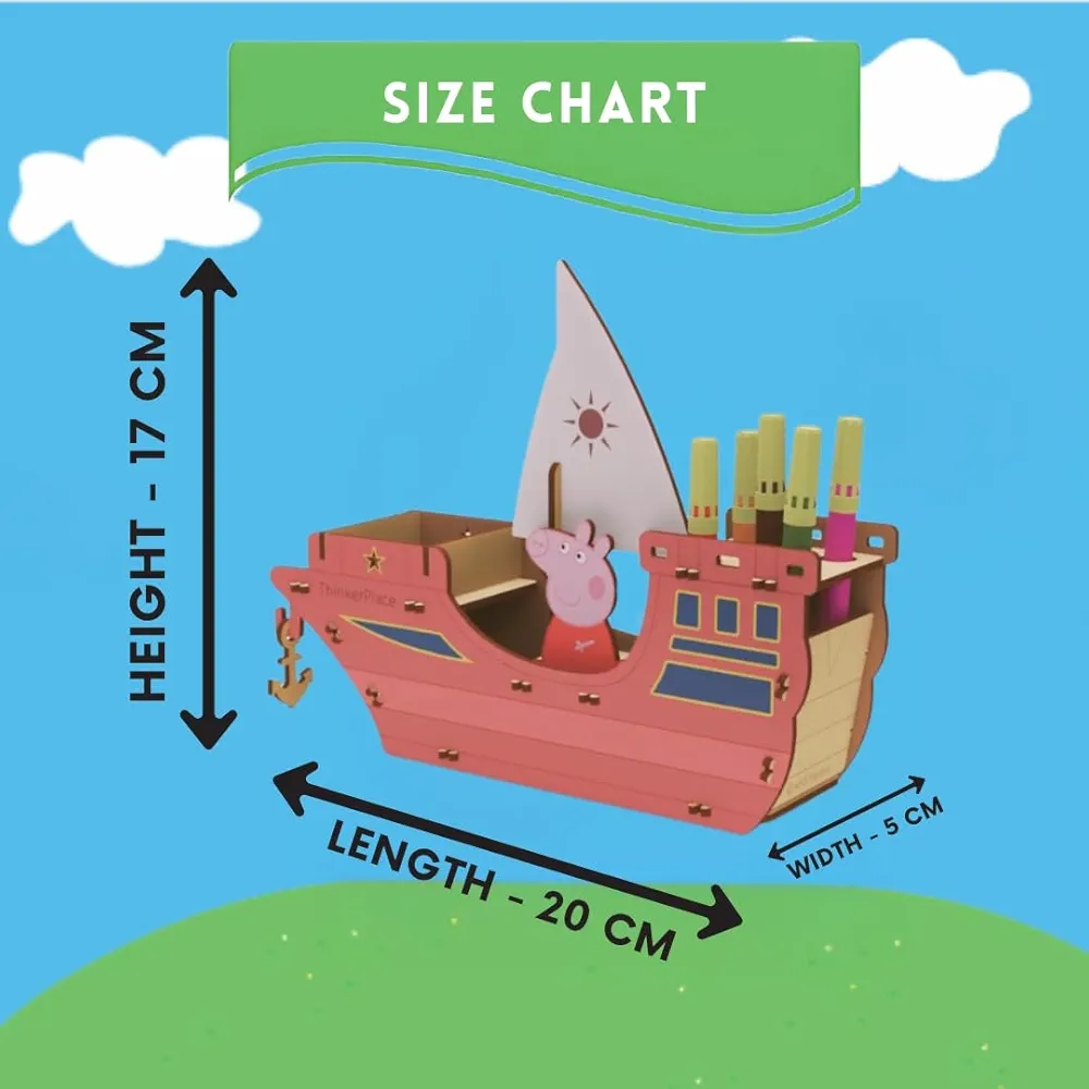 ThinkerPlace Peppa Pig DIY Coloring Ship Pen Stand