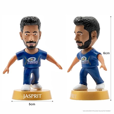 Cricket Icons Action Figure Jasprit Bumrah Mumbai Indians Collectible Miniature Figurine, IPL Edition with 360° Rotatable Head, MI Cricket Player for Fans & Kids, Gift & Collectors Pack of 1