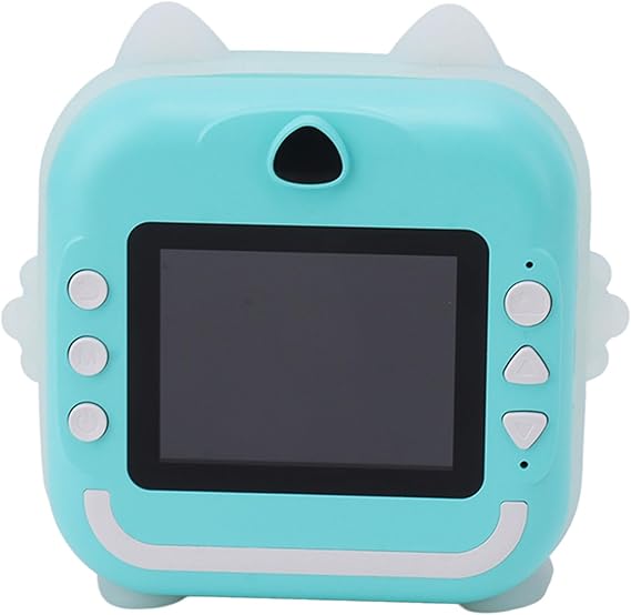 BROLEO Child Selfie Camera Toy, Automatic Focusing Children Digital Print Camera with 3 Rolls Print Paper for Gift (Turquoise)