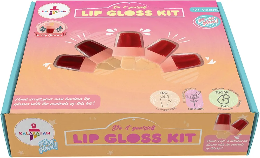 Kalakaram Lip Gloss DIY Kit - Make 8 Lip Gloss with nourishing Vitamin E Oil