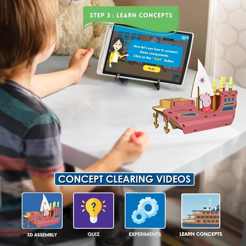 ThinkerPlace Peppa Pig DIY Coloring Ship Pen Stand