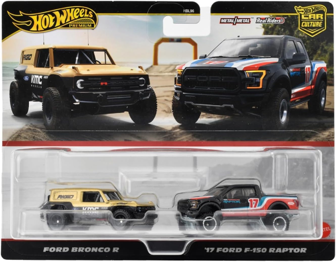 Hot Wheels HRR77 Premium 2 Pack Ford Bronco R/'17 Ford F-150 Raptor