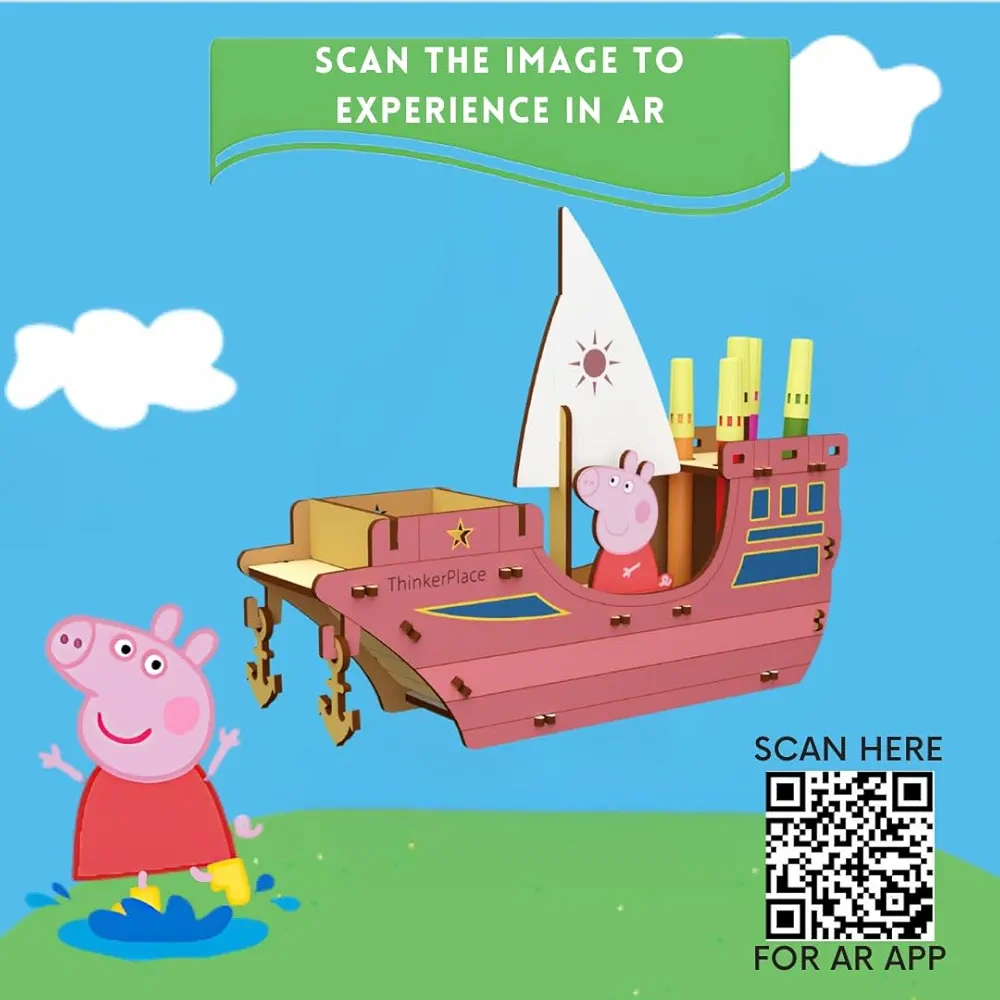 ThinkerPlace Peppa Pig DIY Coloring Ship Pen Stand