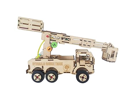 Mindtronix - DIY Hydraulic Rescue Truck - STEM Educational Construction Activity Kit for Kids
