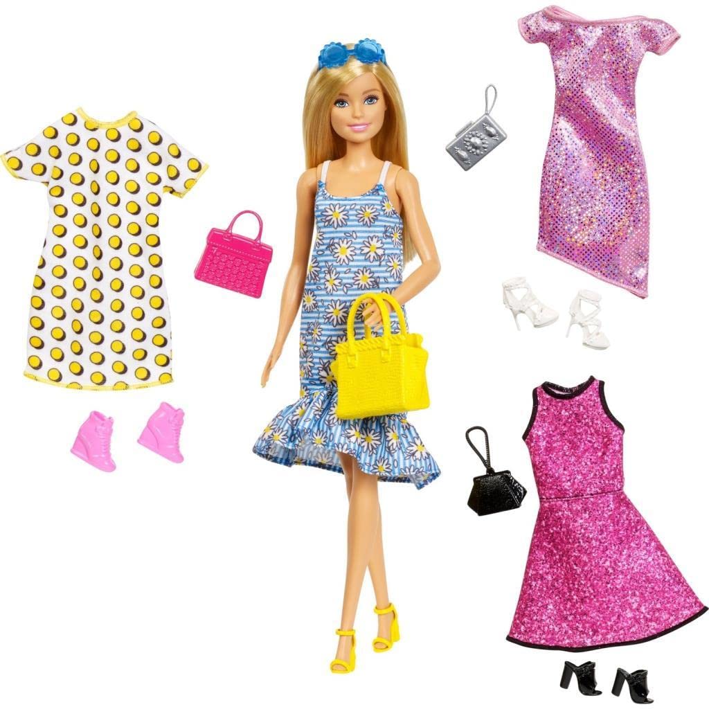 Barbie Doll with Clothes and Accessories for 4 Complete Outfits