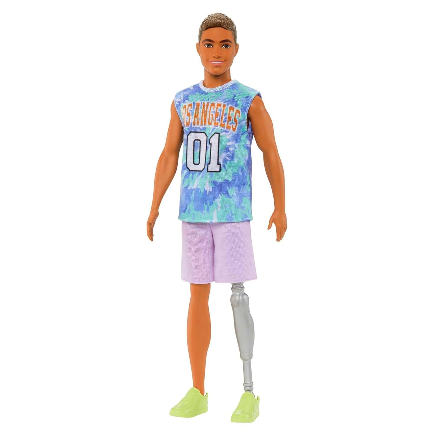 Barbie® Ken® Fashionistas™ Doll #212 with Prosthetic Leg, Wearing Los Angeles Jersey and Purple Shorts with Sneakers
