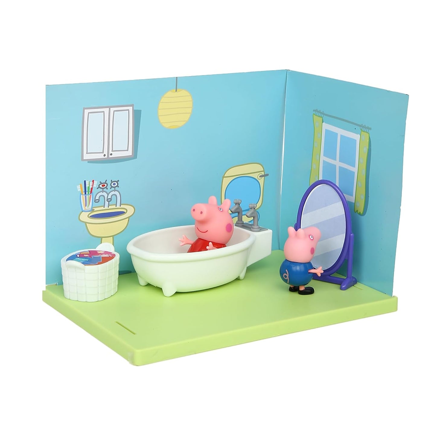 PEPPA PIG and George's Bathroom Themed Preschool Toyset, Includes 2 Poseable Figures, Bathtime Accessories and Scene Cards, Toy for Girls and Boys Ages 3+