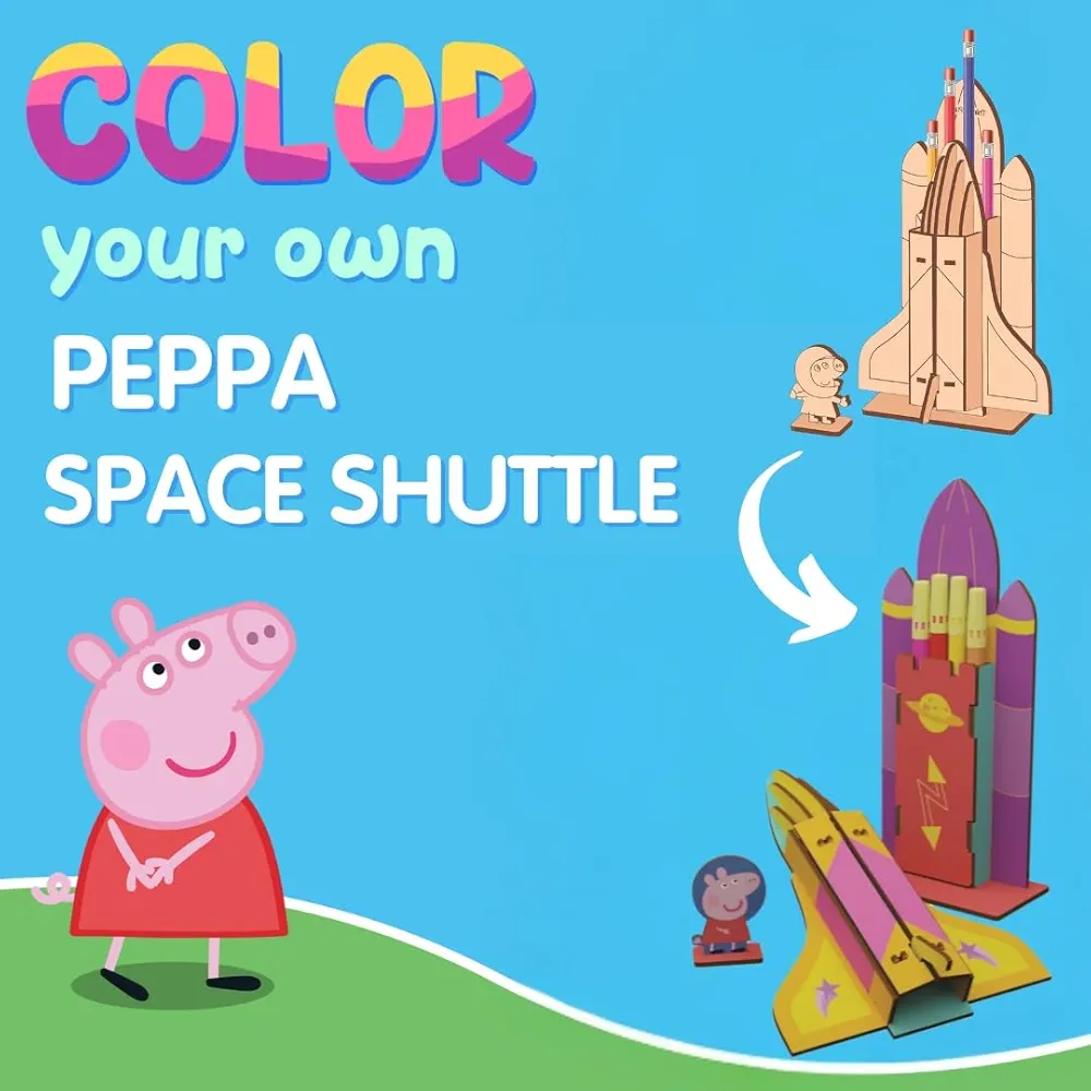 Thinker Place Peppa Pig DIY Space Shuttle Pen Stand Toy