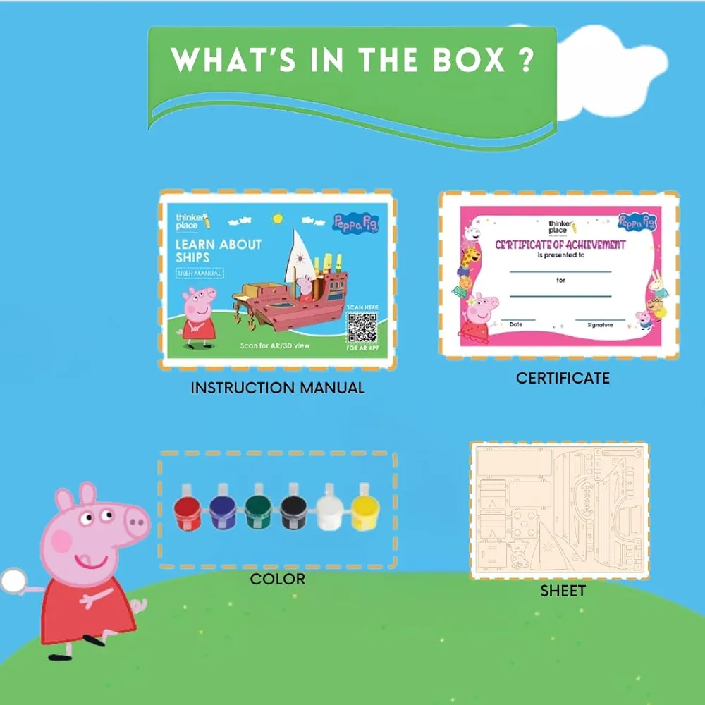 ThinkerPlace Peppa Pig DIY Coloring Ship Pen Stand