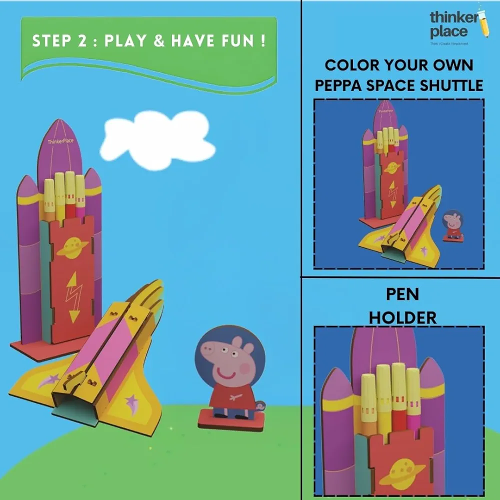 Thinker Place Peppa Pig DIY Space Shuttle Pen Stand Toy