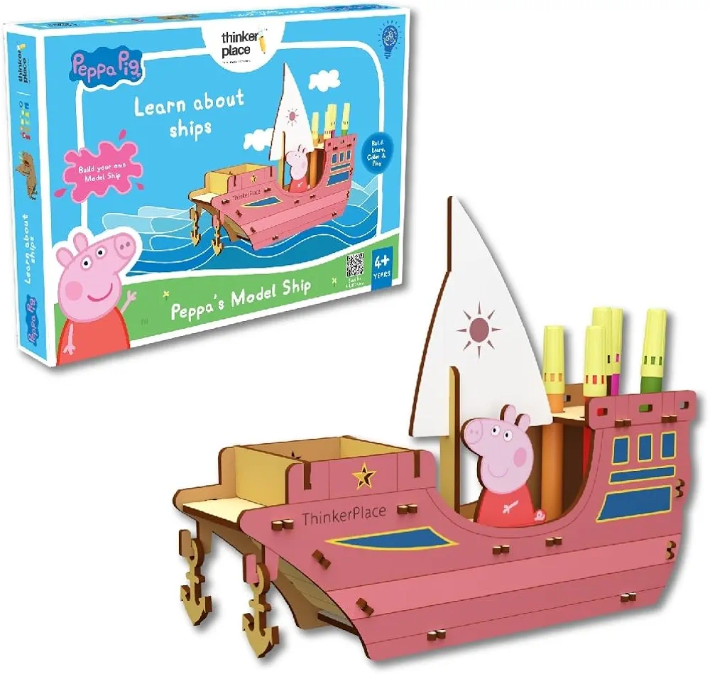 ThinkerPlace Peppa Pig DIY Coloring Ship Pen Stand