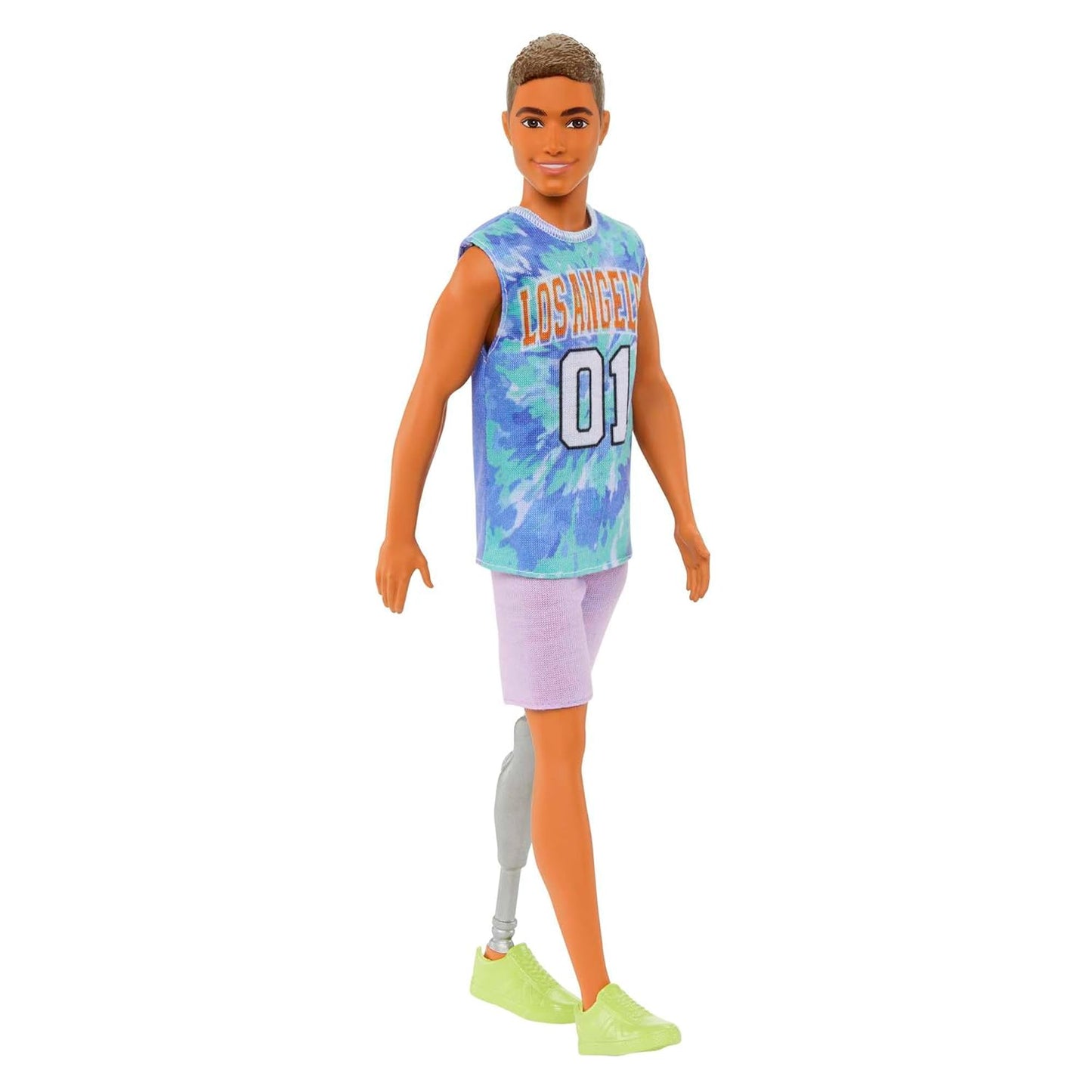 Barbie® Ken® Fashionistas™ Doll #212 with Prosthetic Leg, Wearing Los Angeles Jersey and Purple Shorts with Sneakers