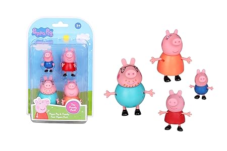 PEPPA PIG Toys Peppa's Family Animal Figure Set, 4 Family Figures, Preschool Toys for Girls & Boys 3 Years and Up, Birthday Gift Toys for Kids