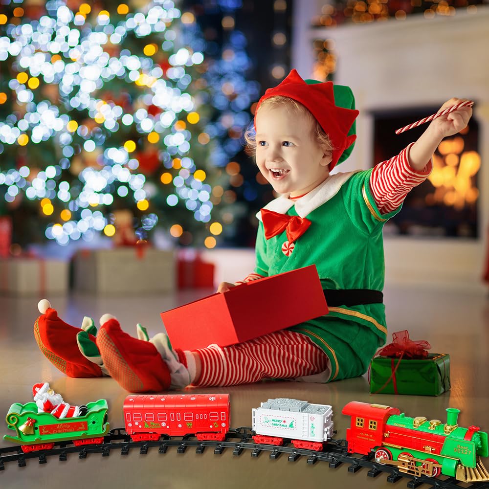 Christmas Train Set - Christmas Train Toy with Light & Sound for Boys Girls, Train Toy Set Around Under The Christmas Tree, Best Decoration Indoor