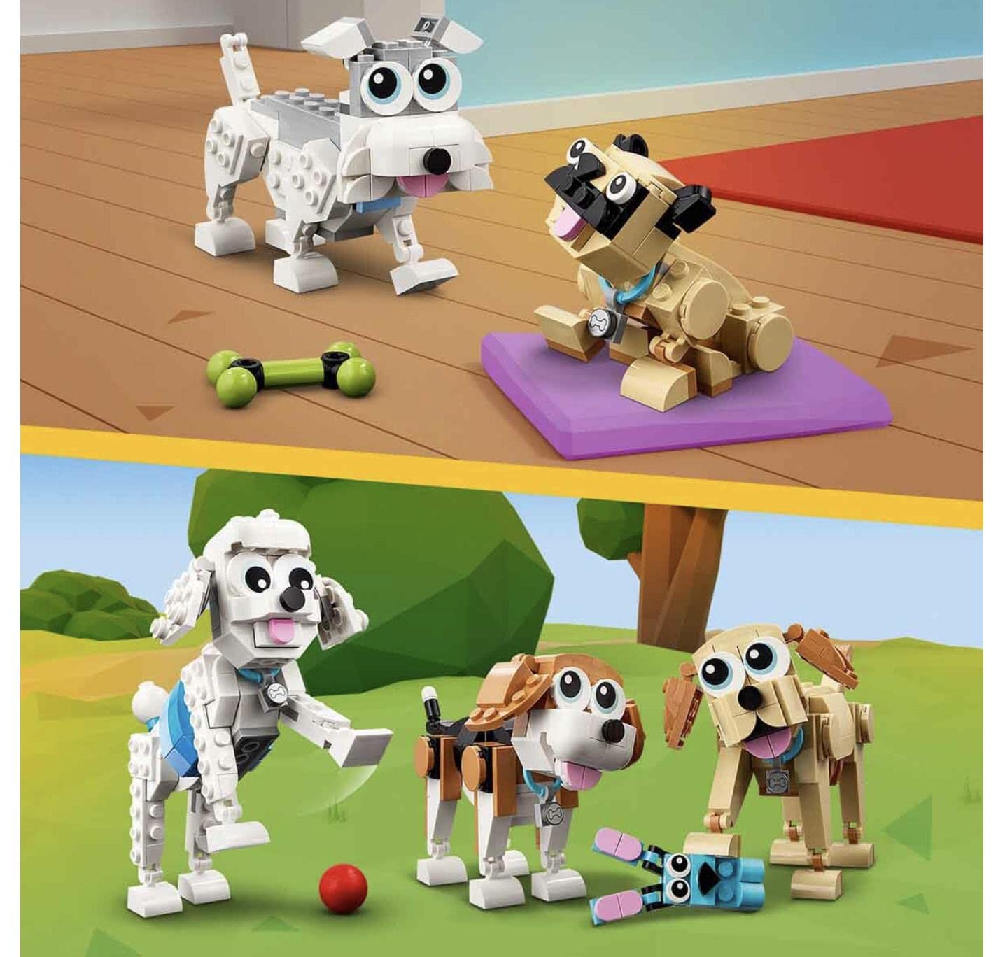LEGO Creator Adorable Dogs 31137 Building Toy Set (475 Pieces)