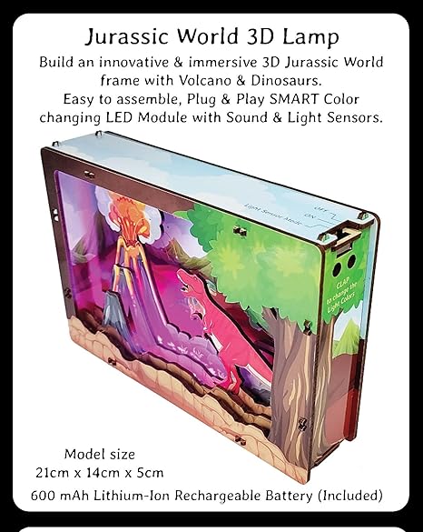 Jurassic 3D Smart Lamp with Sound & Light Control - STEM Learning DIY Utility Kit