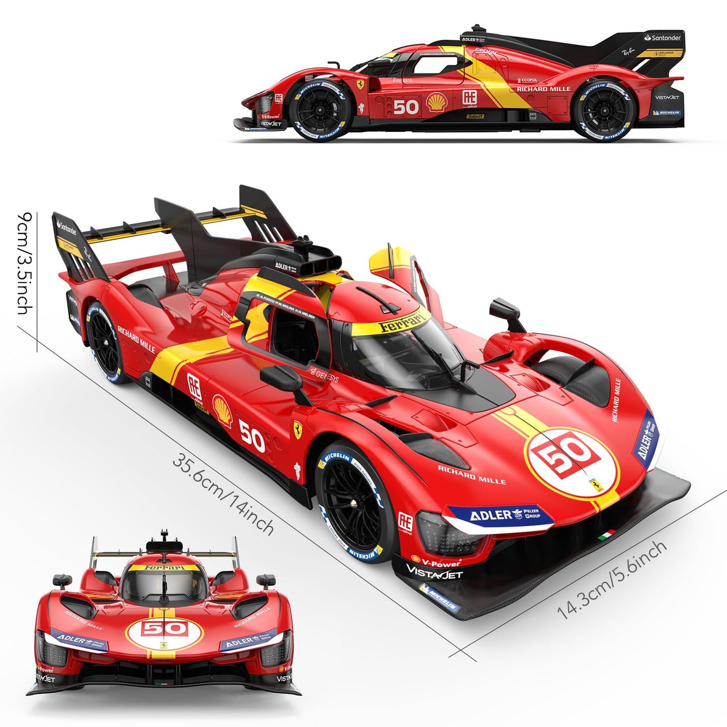 RASTAR Remote Control Car 1/14 Scale Ferrari 499P #50 Le Mans Champion Racing RC Car, R/C Toy Car for Kids Boys, Red 2.4G