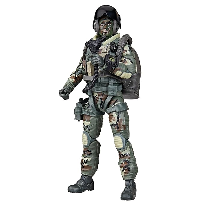 G.I. Joe Classified Series 60th Anniversary Action Pilot - Halo (High Altitude Low Opening) Jumper, 6 Inch Action Figure with Parachute & 18 Accessories