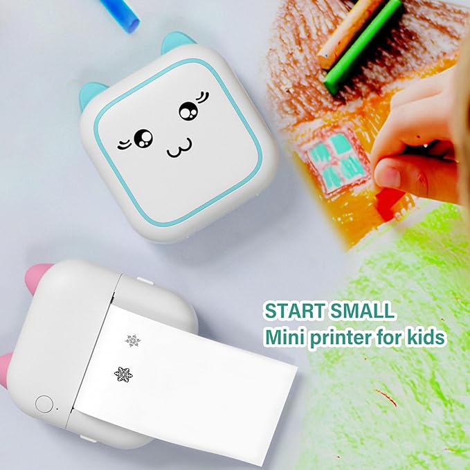 KIMISS Mini Pocket Printer Portable Thermal Printer with Printing Paper for Photos, Journals and Learning Materials | High-Efficiency Study Aid | Portable Office