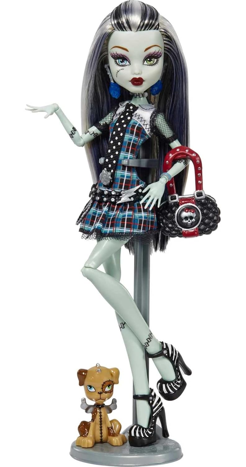 Monster High Frankie Stein Reproduction Doll Original Fashion & Shoes, with Pet, Doll Stand & Accessories