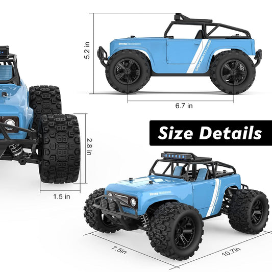 1:18 Scale Remote Control Car, 40 KM/H High-Speed Monster Truck for Boys Adults, LED Light 4WD All Terrain RC Truck with 2.4 GHz Remote Control, 4x4 Waterproof Off-Road Truck