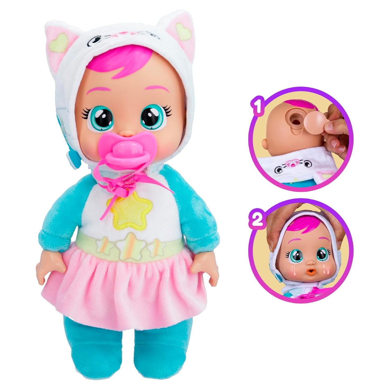 Cry Babies Tiny Cuddles Talents Daisy, Dressed Up As a Pop Star and Cries Real Tears, 9 Inch Baby Doll