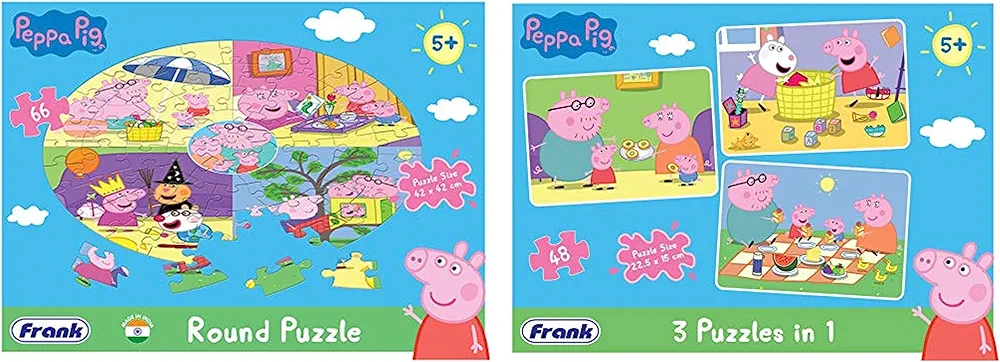 Frank Peppa Pig (66 Pieces) Round Jigsaw Puzzle