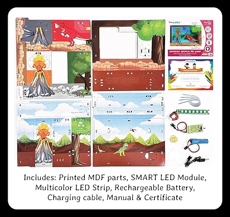 Jurassic 3D Smart Lamp with Sound & Light Control - STEM Learning DIY Utility Kit