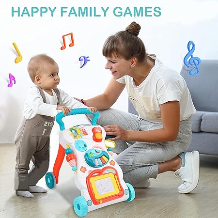 Rhyhorn Baby Walker Walk Along The Music Walker,Baby Walker with Activities, Music and Sound, Toys 2 in 1 Use as Push & Pull Toys Sit-a-Stand Learning Walker
