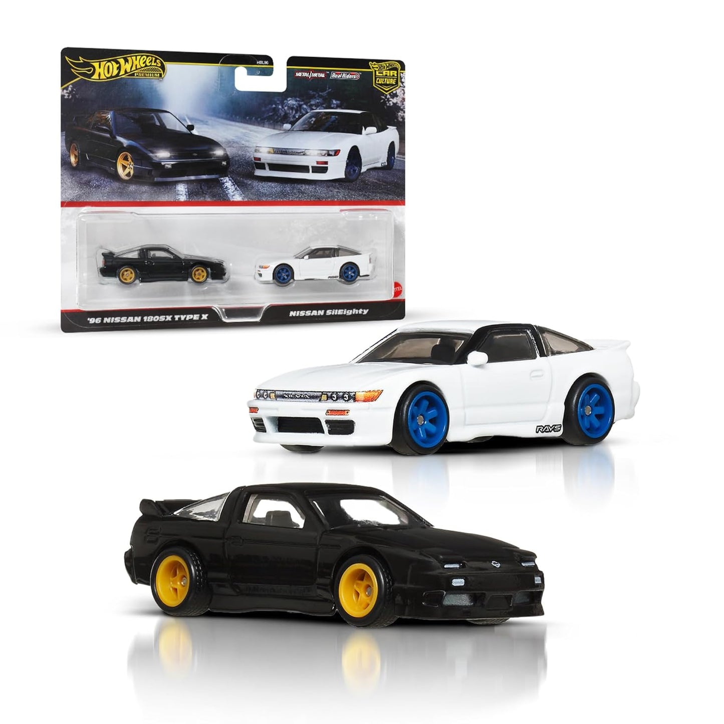 Hotwheels Premium 2- Pack '96 Nissan 180sx Type x , Nissan Sileighty