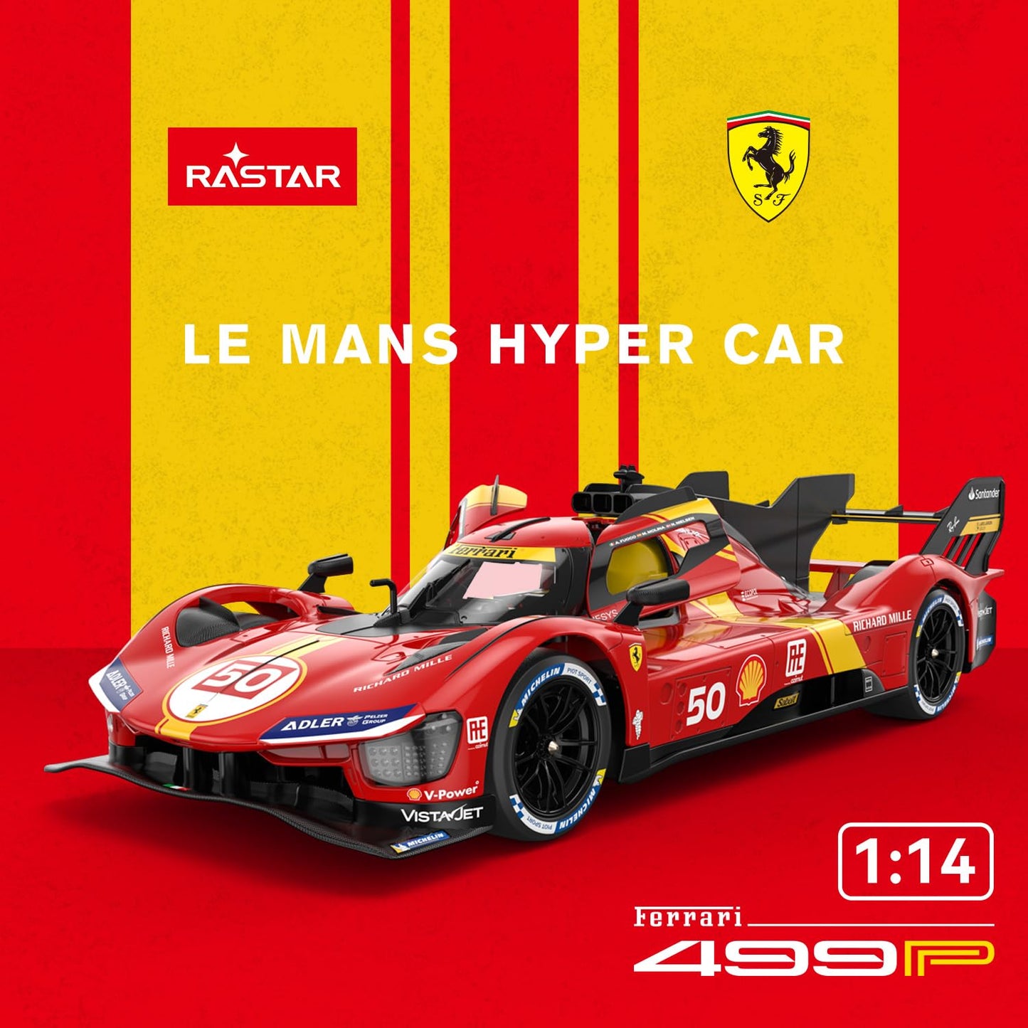 RASTAR Remote Control Car 1/14 Scale Ferrari 499P #50 Le Mans Champion Racing RC Car, R/C Toy Car for Kids Boys, Red 2.4G