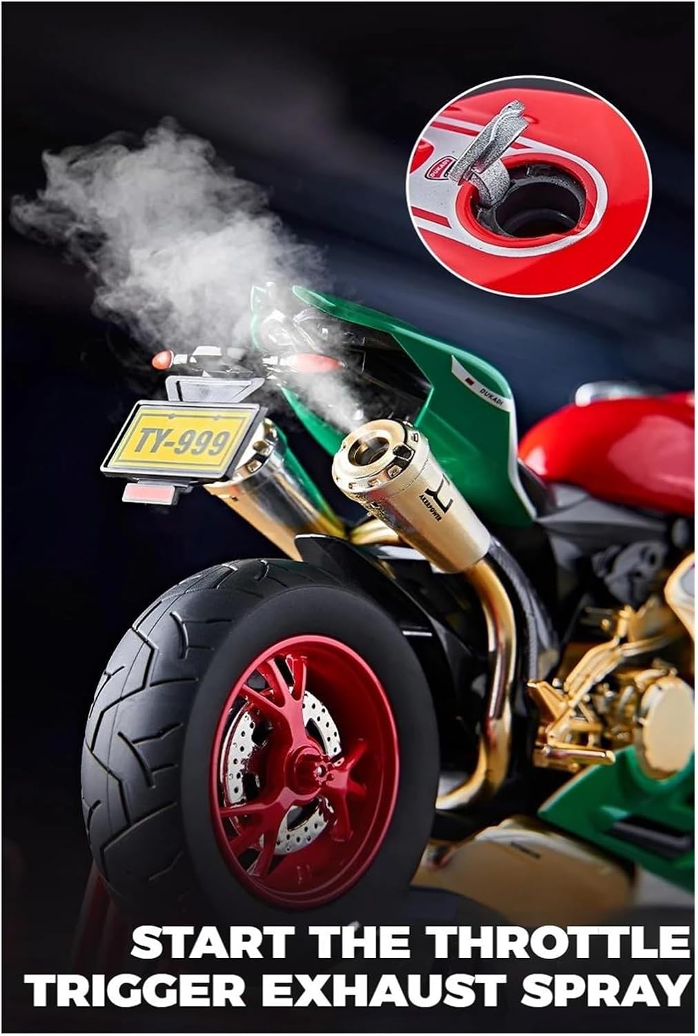 Mini Simulation Motorcycle Toys 1:9 for Ducati 1199 Panigale R Bootable Sprayable Alloy Motorcycle Diecast Model Sound Light Toy Collect Adult for Boys